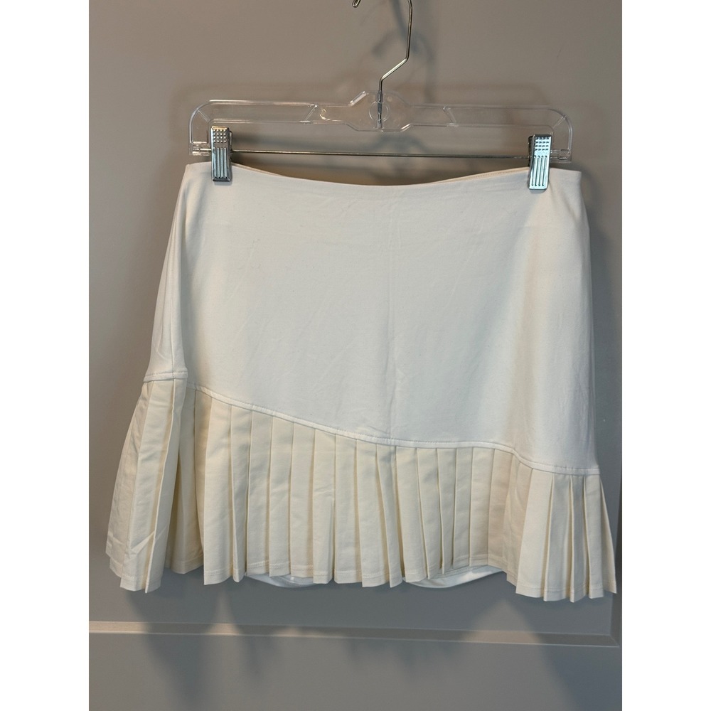Soybu Womens Golf Skirt Skort Cream Ivory Asymmetrical Pleated Hem Size‎ Large